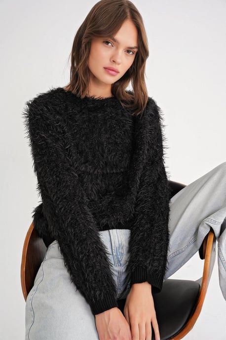 Weicher Plüschstruktur-Strickpullover - Image 3