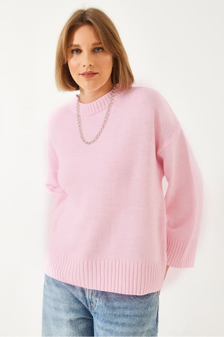 Übergroßer Rippstrick-Pullover mit Rundhalsausschnitt - Image 4