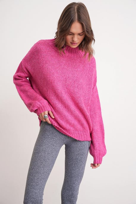 Lässiger Fit Rundhalsausschnitt Dick gestrickter Pullover - Image 3