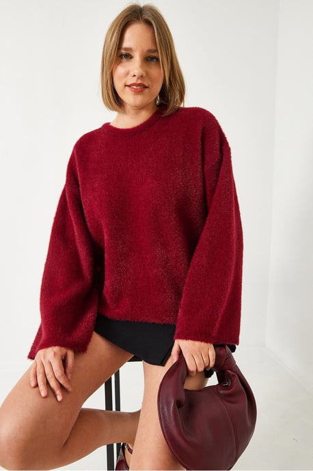 Oversized Rundhalsausschnitt Pullover mit Kunstfell-Detail - Image 4