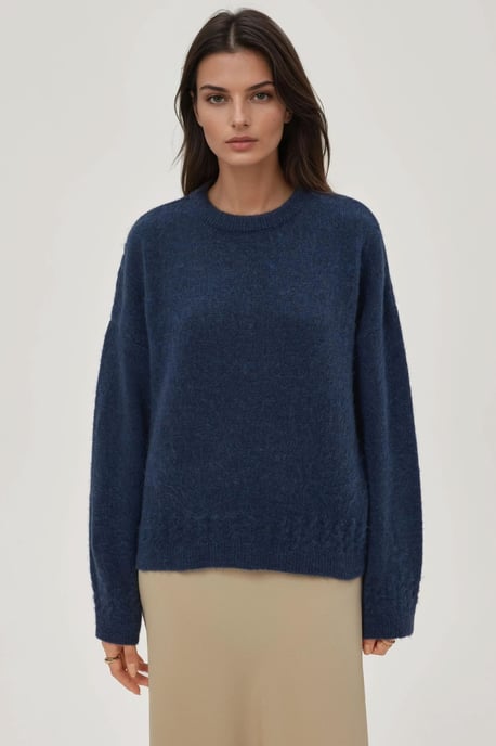 Geflochtener, detailliert strukturierter Rundhals-Pullover - Image 3