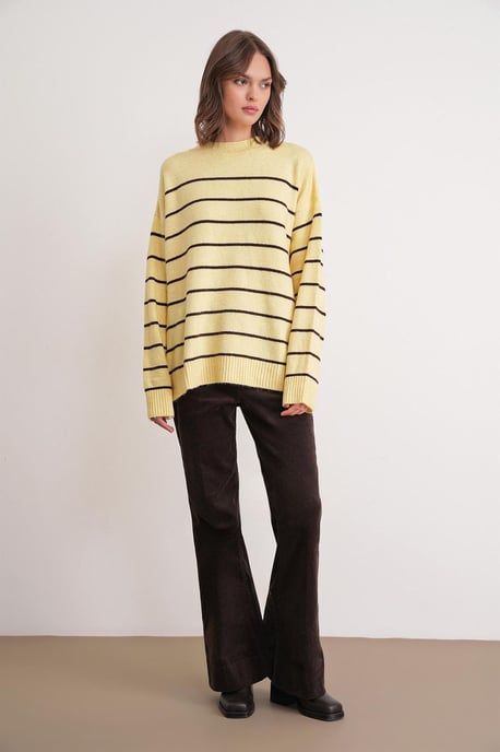 Gestreifter Rundhals Relaxed Strickpullover - Image 2