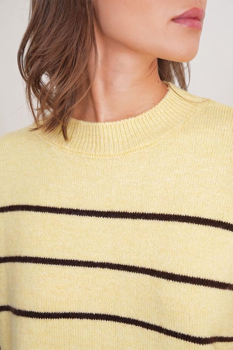 Gestreifter Rundhals Relaxed Strickpullover - Image 5