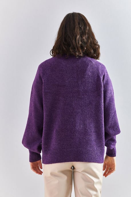 Knopfkragen Lässig Sitzender Strickpullover - Image 4