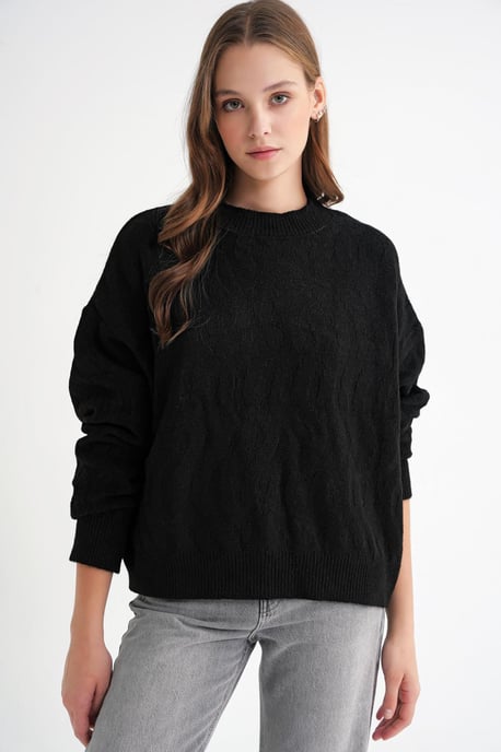 Rippstrickpullover mit Haarkreuzmuster - Image 1