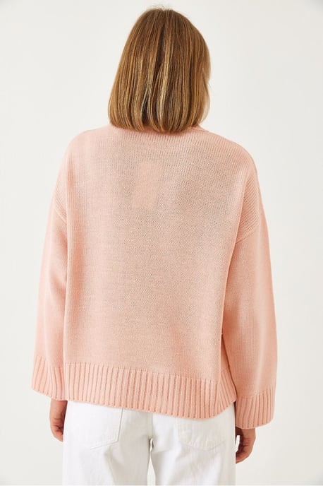 Lässiger Pullover mit Rundhalsausschnitt und Rippenstruktur - Image 3