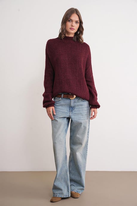 Lässiger Fit Rundhalsausschnitt Dickstrickpullover - Image 2