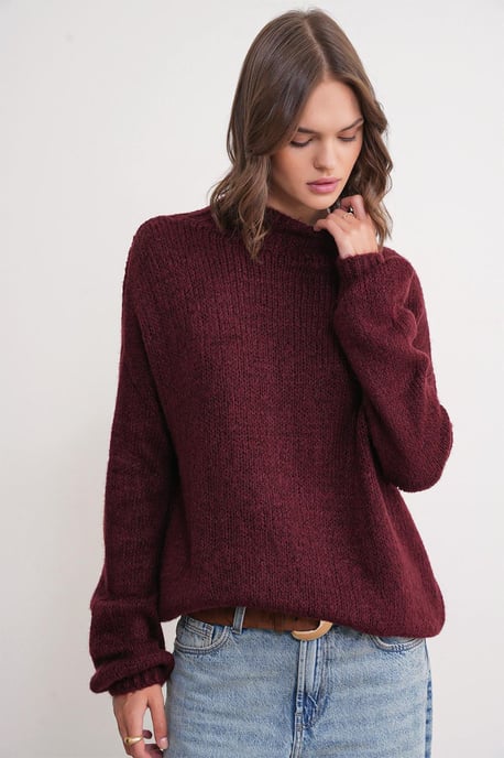 Lässiger Fit Rundhalsausschnitt Dickstrickpullover - Image 3