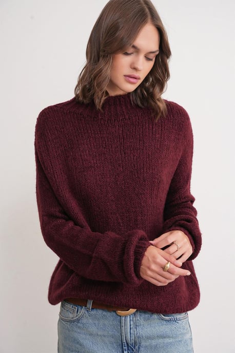 Lässiger Fit Rundhalsausschnitt Dickstrickpullover - Image 4