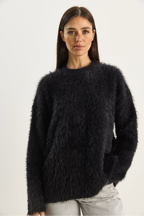 Bianco Lucci strukturierter Strickpullover - Schwarz - Image 4