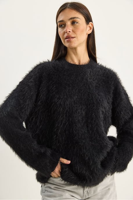 Bianco Lucci strukturierter Strickpullover - Schwarz - Image 5