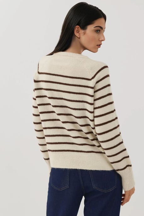 Gestreifter Pullover mit Knopfkrause - Image 5
