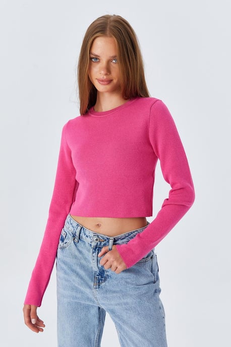 Langarm Basic Crop Stricktop - Image 3