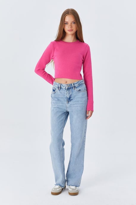 Langarm Basic Crop Stricktop - Image 5