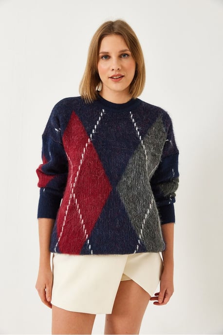 Übergroßer Pullover mit Diamantdruck - Image 2