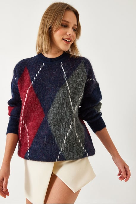 Übergroßer Pullover mit Diamantdruck - Image 3