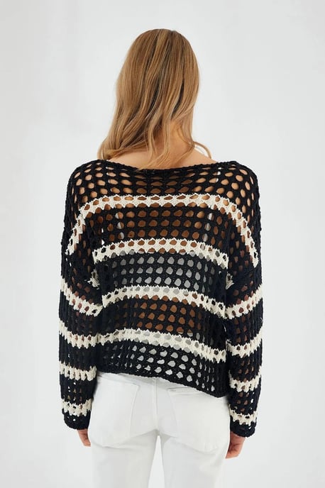 Dicker strukturierter gestreifter Oversize-Strickpullover - Image 5