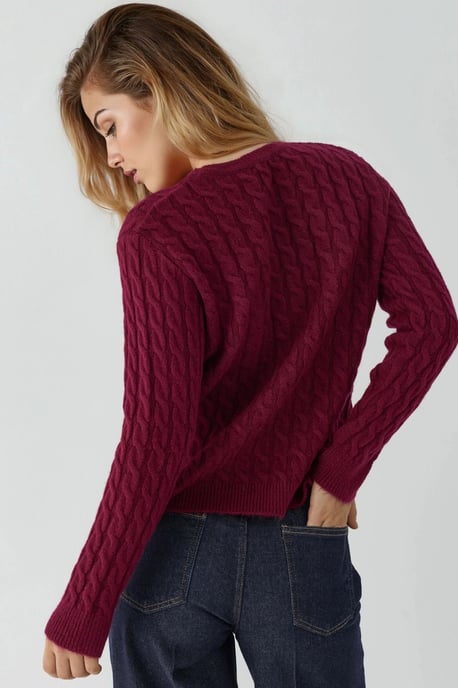 Dicker Haarzopf-Strickpullover mit Rundhals - Image 3