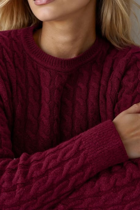 Dicker Haarzopf-Strickpullover mit Rundhals - Image 5