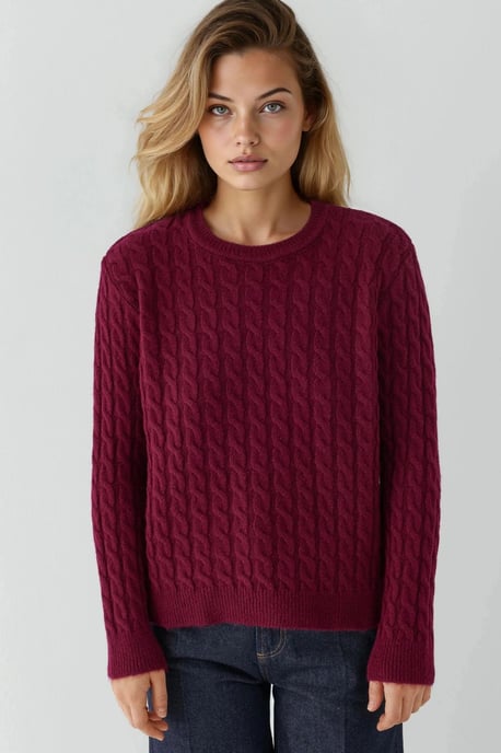 Dicker Haarzopf-Strickpullover mit Rundhals - Image 6