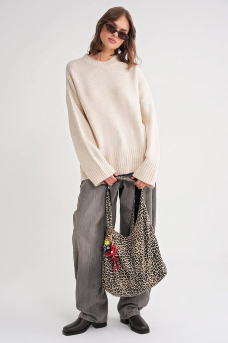 Oversized Rippstrickpullover mit Rundhalsausschnitt - Image 2