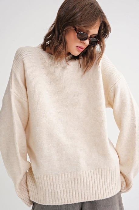 Oversized Rippstrickpullover mit Rundhalsausschnitt - Image 3