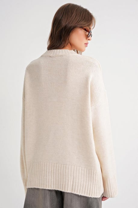 Oversized Rippstrickpullover mit Rundhalsausschnitt - Image 6