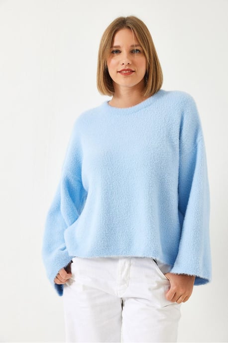 Oversized Rundhalsausschnitt Pullover mit Kunstfell-Detail - Image 3
