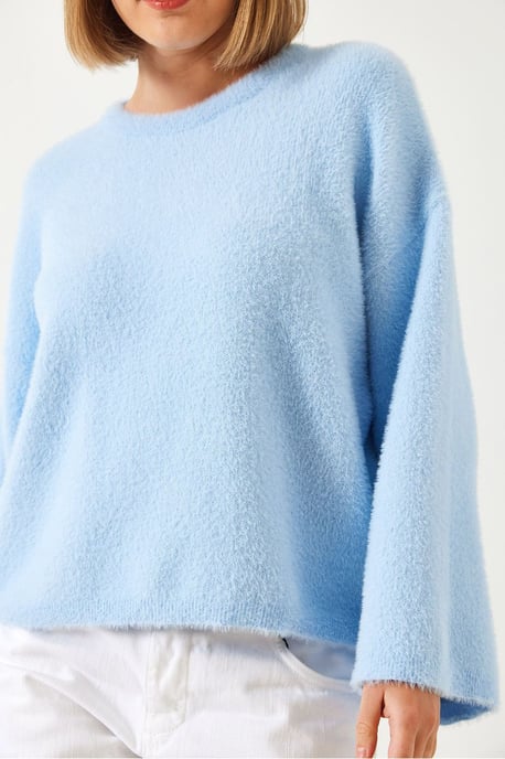Oversized Rundhalsausschnitt Pullover mit Kunstfell-Detail - Image 4