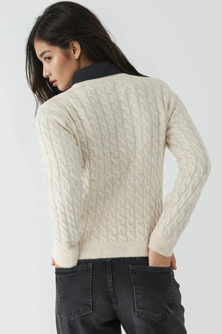 Dicker Haarglanz-Zopfstrickpullover mit Rundhalsausschnitt - Image 3