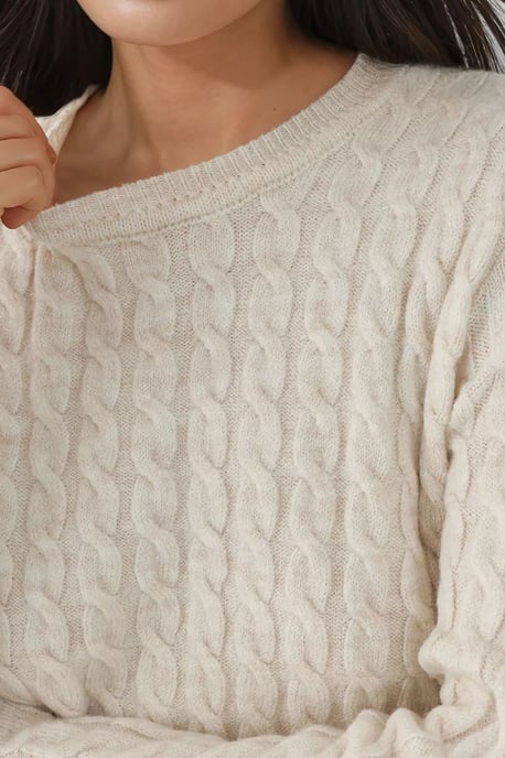 Dicker Haarglanz-Zopfstrickpullover mit Rundhalsausschnitt - Image 6