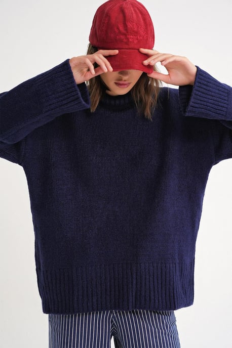 Übergroßer gerippter Strickpullover mit Rundhalsausschnitt - Image 3