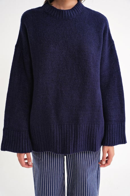 Übergroßer gerippter Strickpullover mit Rundhalsausschnitt - Image 5