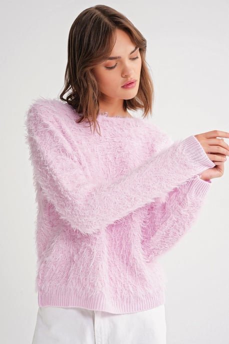 Weicher Plüschstruktur Strickpullover - Image 4