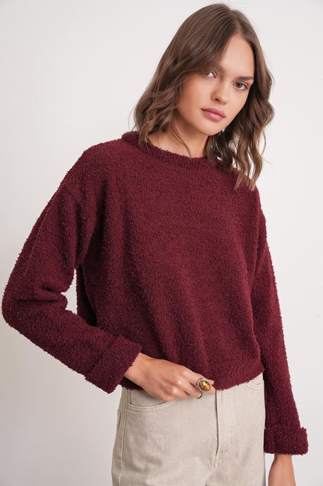 Plüschstrick-Crop-Pullover - Image 1