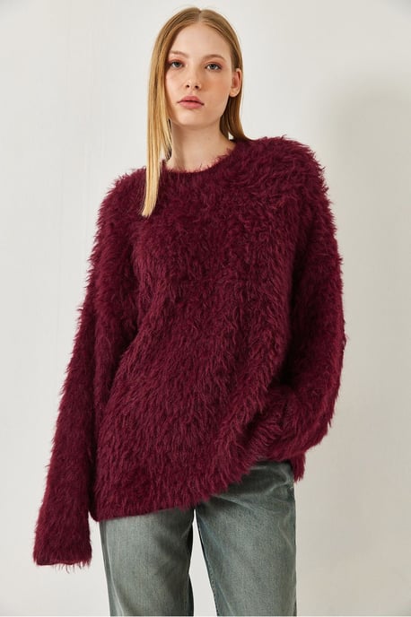Übergroßer strukturierten Strickpullover mit plüschigen Details - Image 2