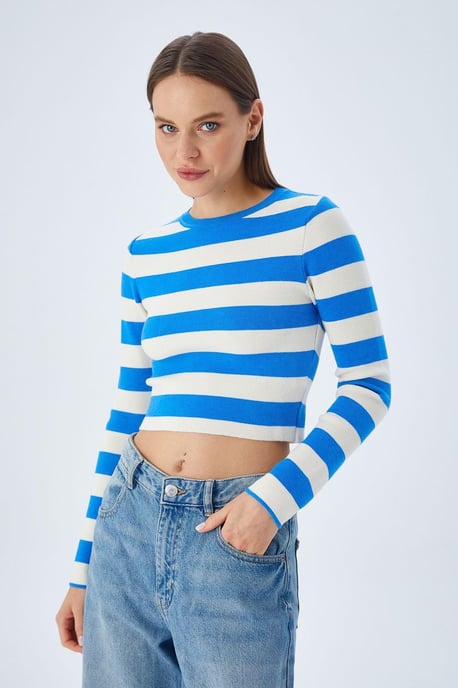 Gestreifter Strickpullover - Image 2