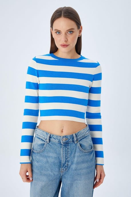Gestreifter Strickpullover - Image 3