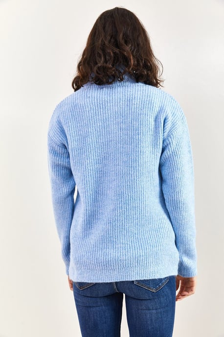 Oversized gestrickter Pullover mit Reißverschlusskragen - Image 3