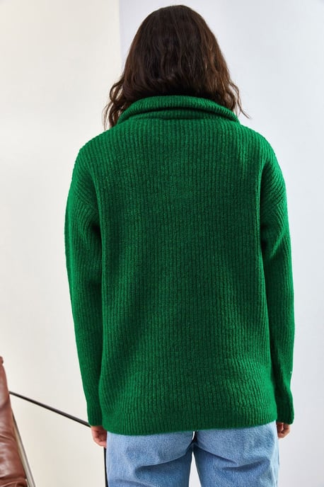 Oversized gestrickter Pullover mit Reißverschlusskragen - Image 2