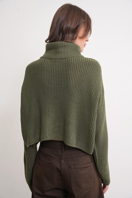 Strukturiertes Langarm-Pullover mit Reißverschlusskragen - Image 5