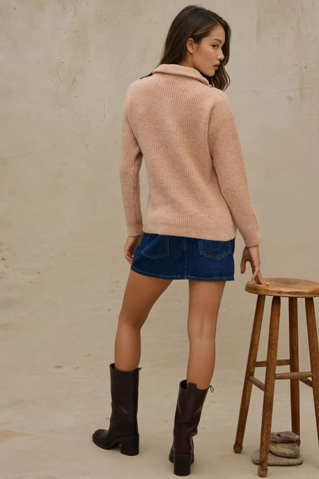 Basic Strickpullover mit Reißverschlusskragen - Image 5