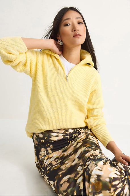Oversized gestrickter Pullover mit Reißverschlusskragen - Image 2