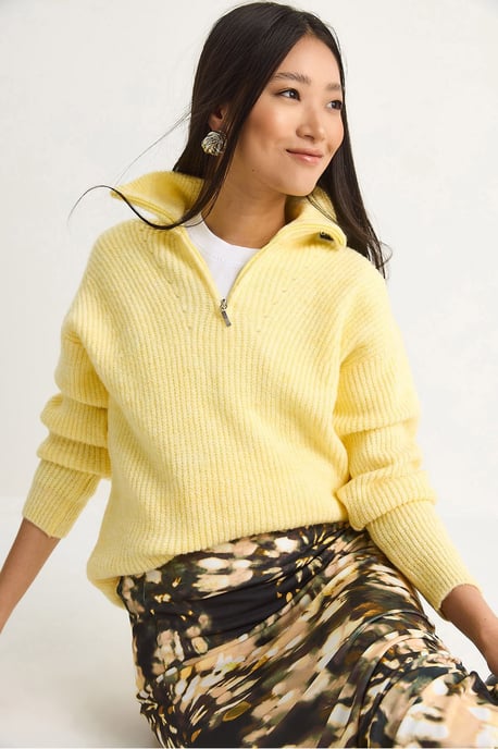 Oversized gestrickter Pullover mit Reißverschlusskragen - Image 3