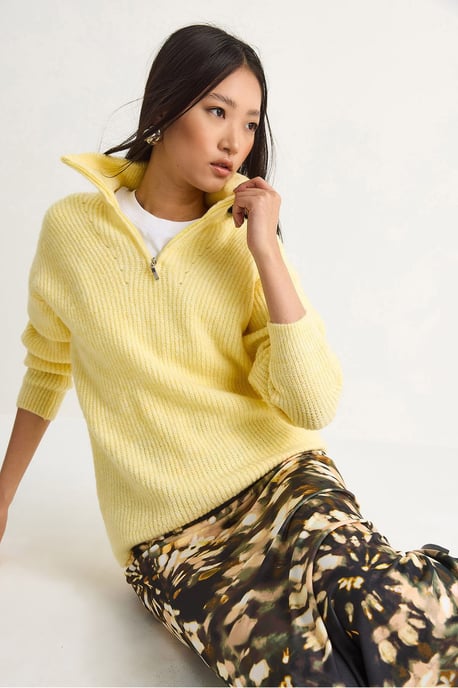 Oversized gestrickter Pullover mit Reißverschlusskragen - Image 5