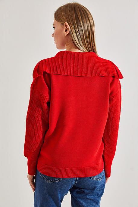 Reißverschluss-Kragen Strickpullover - Image 4