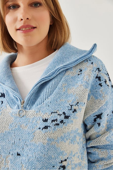 Abstract Strickpullover mit Reißverschlusskragen - Image 2