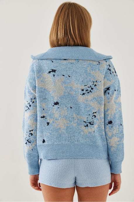 Abstract Strickpullover mit Reißverschlusskragen - Image 3