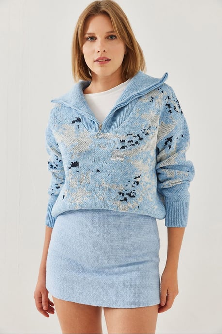 Abstract Strickpullover mit Reißverschlusskragen - Image 4