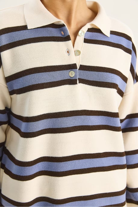 Polo-Kragen Langarm-Strickpullover - Image 5